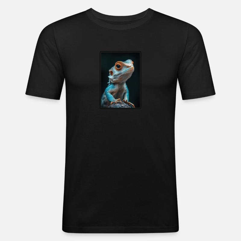 Eidechsen Eidechse - Männer Slim Fit T-Shirt - Schwarz