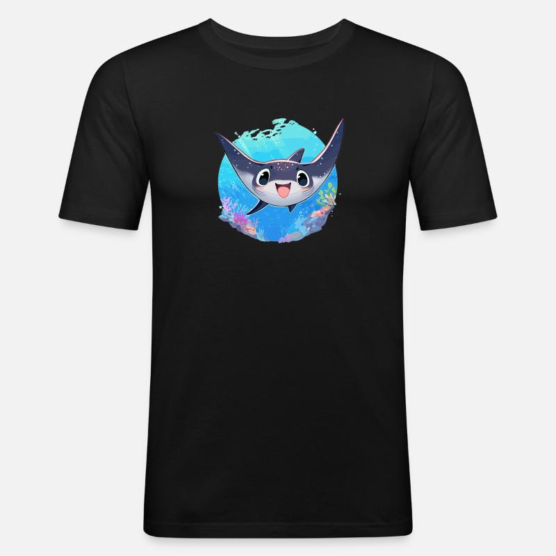Mantas Manta Rochen - Männer Slim Fit T-Shirt - Schwarz