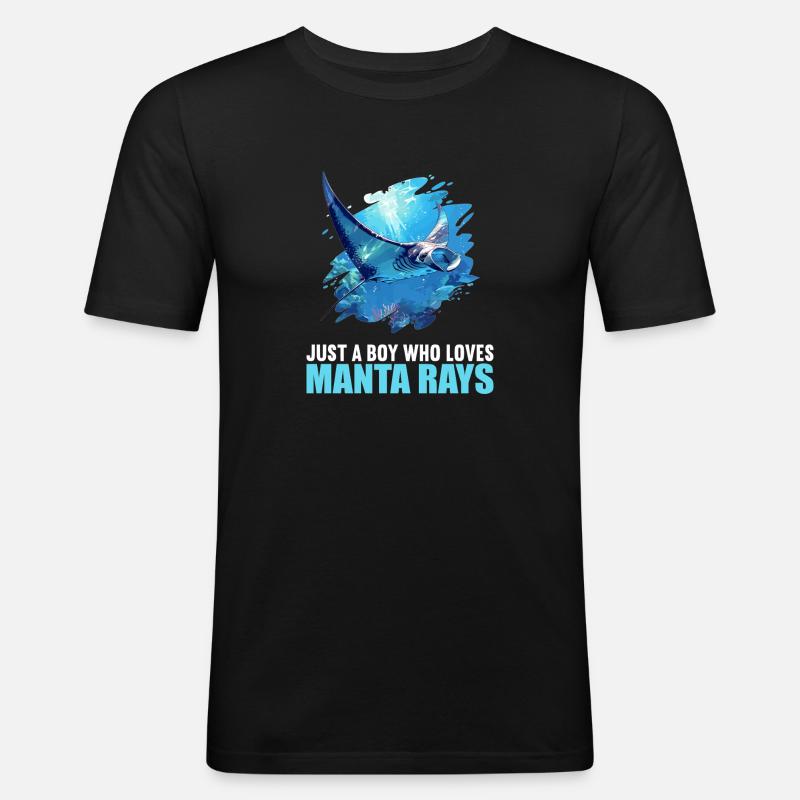 Mantas Manta Rochen - Männer Slim Fit T-Shirt - Schwarz