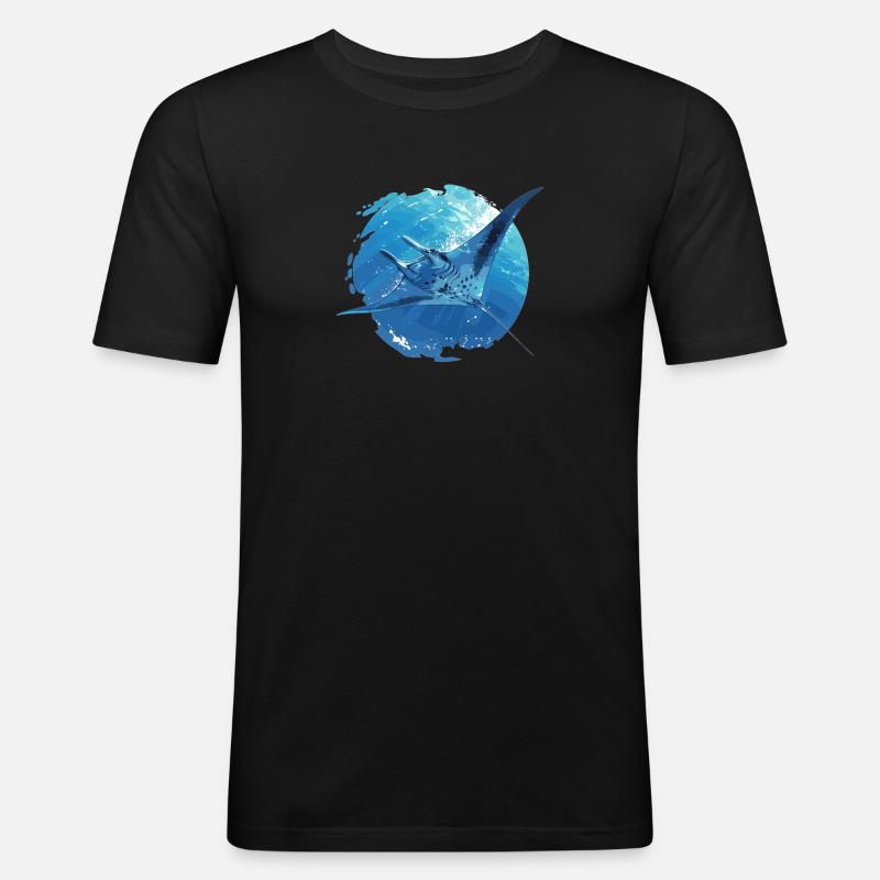 Mantas Manta Rochen - Männer Slim Fit T-Shirt - Schwarz