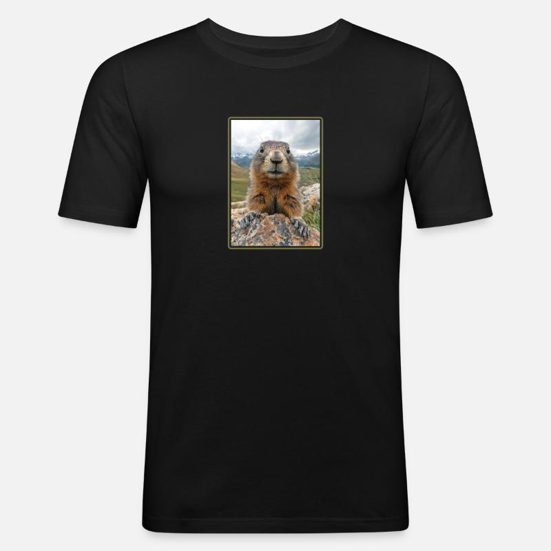 Murmeltiere Murmeltier - Männer Slim Fit T-Shirt - Schwarz