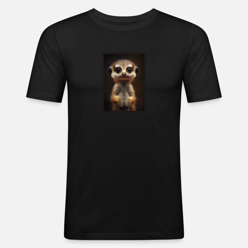 Meerkat Erdmännchen - Männer Slim Fit T-Shirt - Schwarz