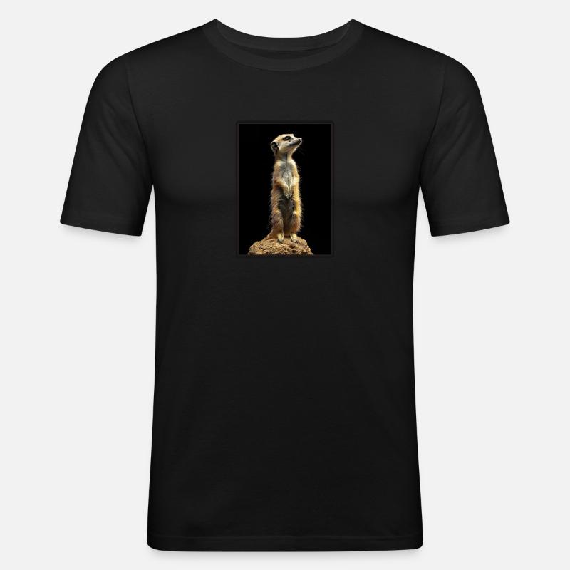 Meerkat Erdmännchen - Männer Slim Fit T-Shirt - Schwarz