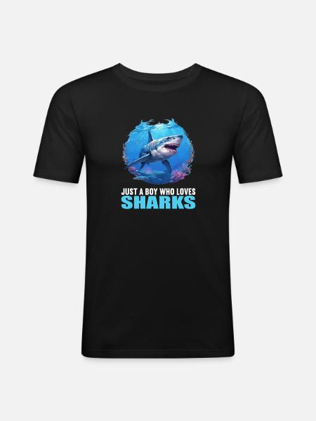 Requins Requin - T-shirt près du corps Homme - noir