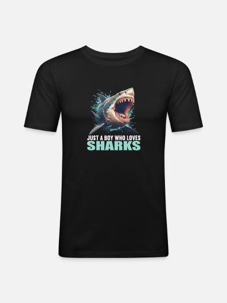 Requins Requin - T-shirt près du corps Homme - noir