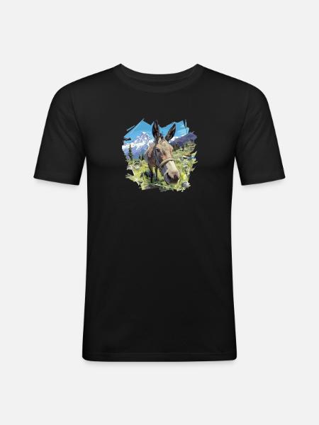 Donkey Esel - Männer Slim Fit T-Shirt - Schwarz