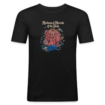 Les merveilles mécaniques de la conception profonde - T-shirt près du corps Homme - noir - Devant - Nik (191cm)
