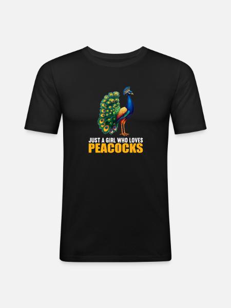 Pfaue Pfau - Männer Slim Fit T-Shirt - Schwarz