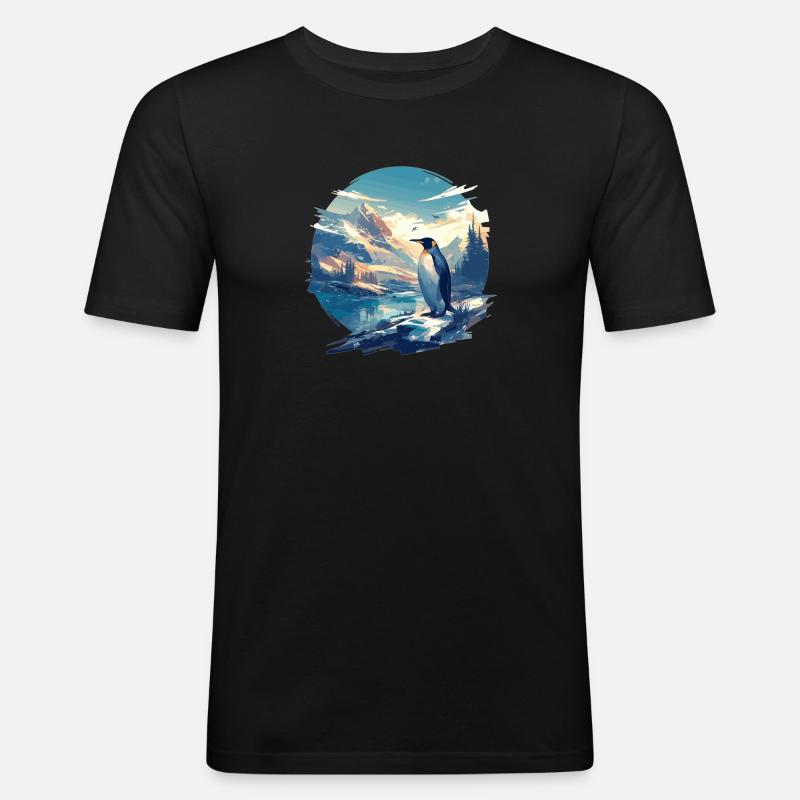 Pinguine Pinguin - Männer Slim Fit T-Shirt - Schwarz