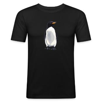 Pinguine Pinguin - Männer Slim Fit T-Shirt - Schwarz - Vorne - Nik (191cm)