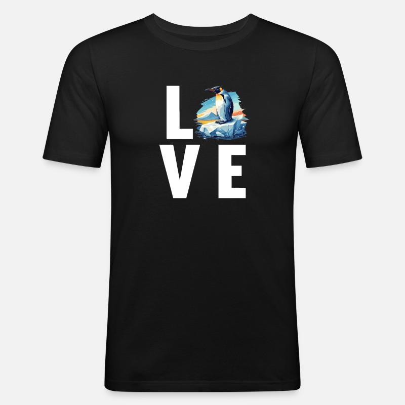 Pinguine Pinguin - Männer Slim Fit T-Shirt - Schwarz