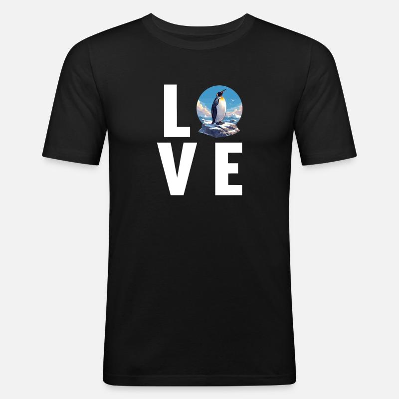 Pinguine Pinguin - Männer Slim Fit T-Shirt - Schwarz