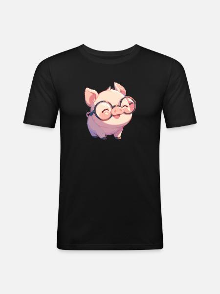 Cochon Cochon - T-shirt près du corps Homme - noir