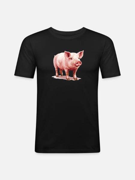 Cochon Cochon - T-shirt près du corps Homme - noir
