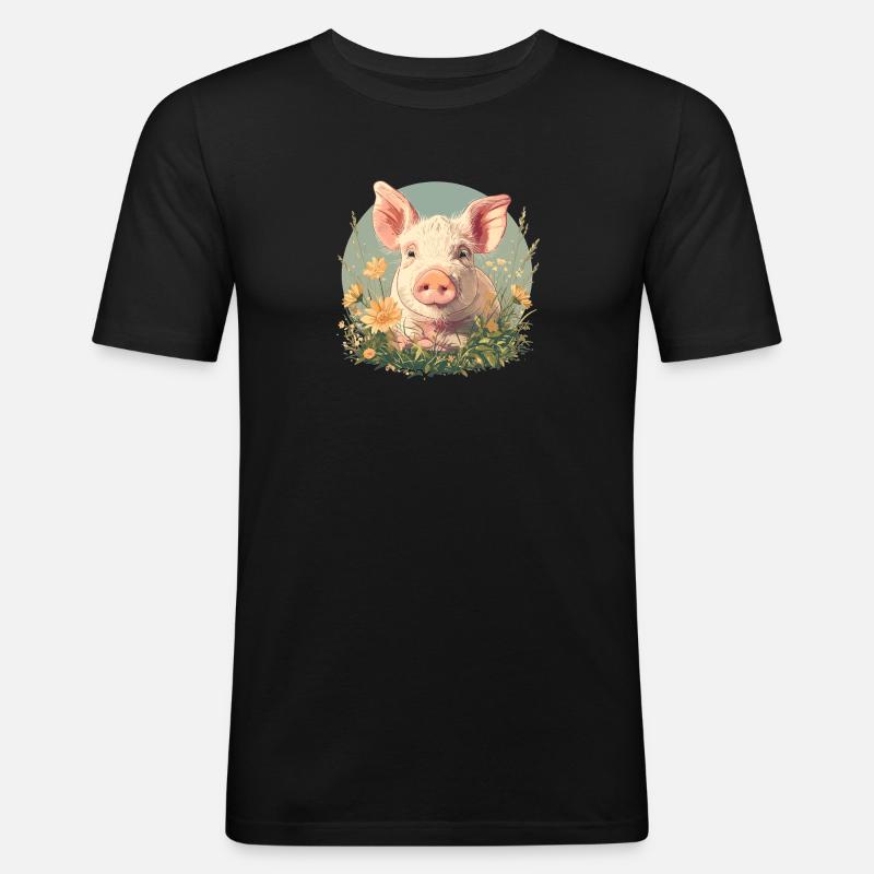 Schweine Schwein - Männer Slim Fit T-Shirt - Schwarz