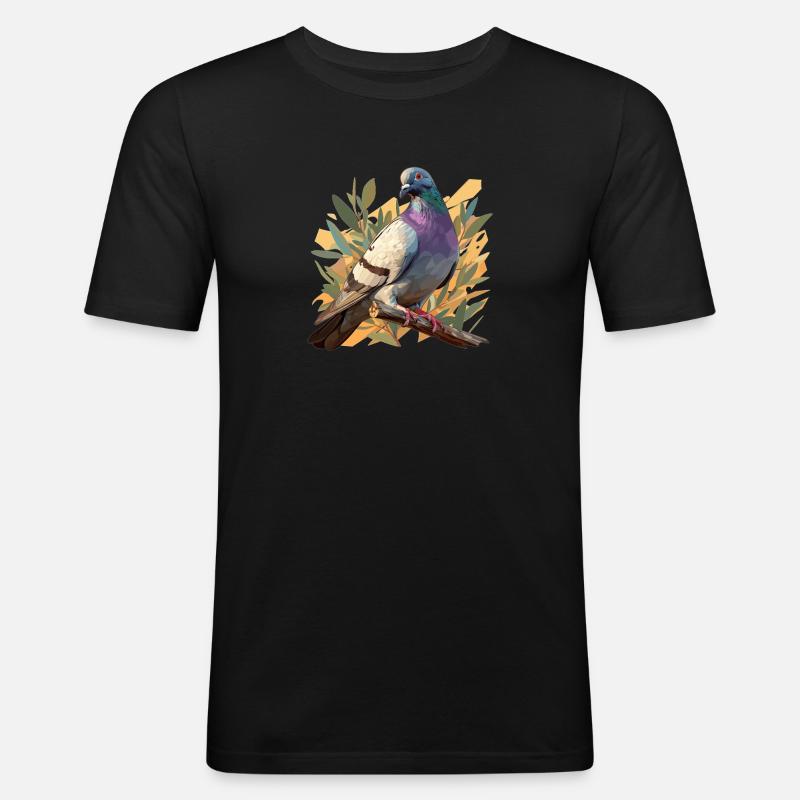 Tauben Taube - Männer Slim Fit T-Shirt - Schwarz