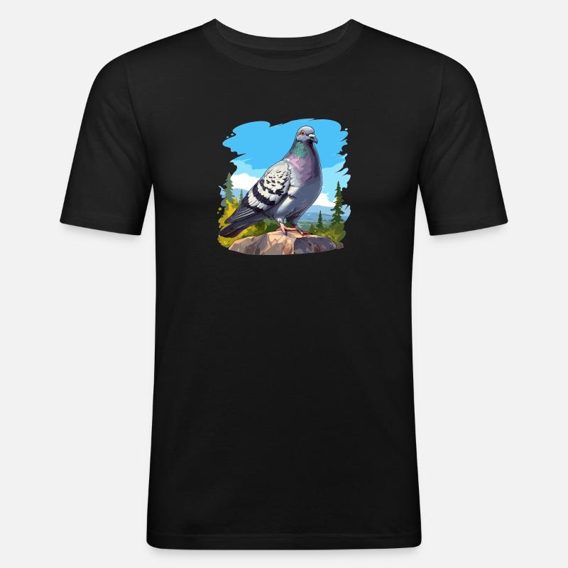 Tauben Taube - Männer Slim Fit T-Shirt - Schwarz