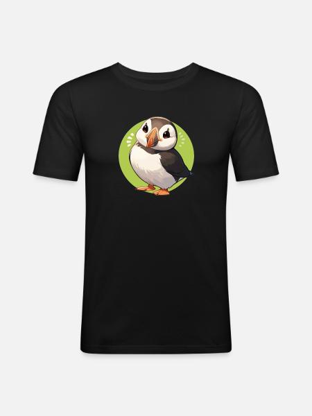 Papageientaucher - Männer Slim Fit T-Shirt - Schwarz