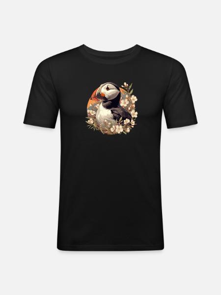 Papageientaucher - Männer Slim Fit T-Shirt - Schwarz