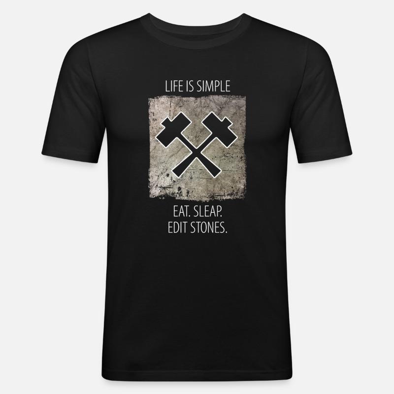 Steinmetz Steinbildhauer Spruch - Männer Slim Fit T-Shirt - Schwarz