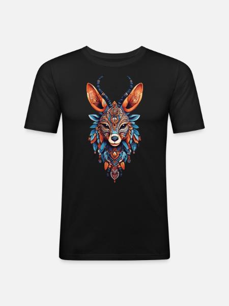 Conception de Mandala gazelle africaine - T-shirt près du corps Homme - noir