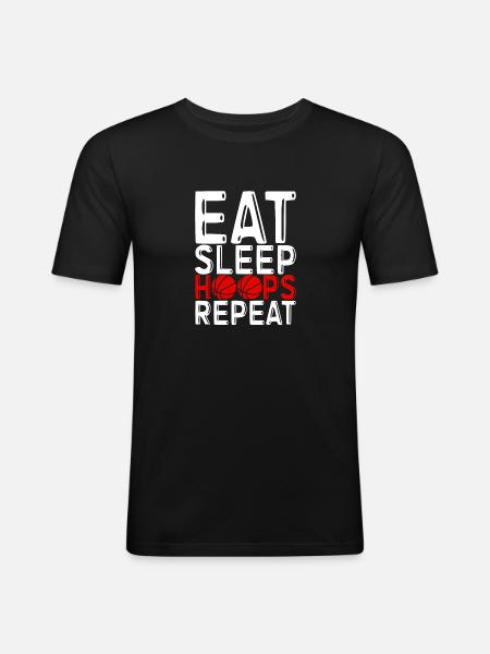 Eat Sleep Hoops Repeat 4 - Men's Slim Fit T-Shirt - black