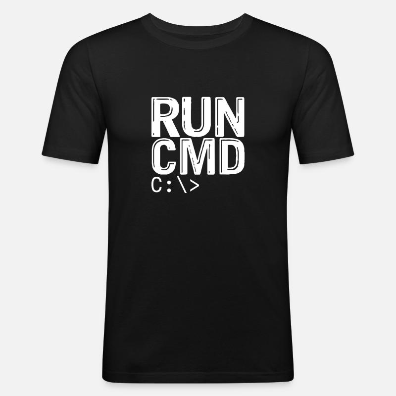 Run Cmd - Männer Slim Fit T-Shirt - Schwarz