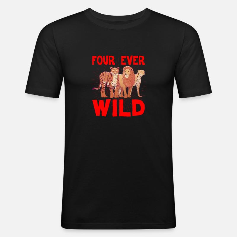 Four Ever Wild 40 - Männer Slim Fit T-Shirt - Schwarz