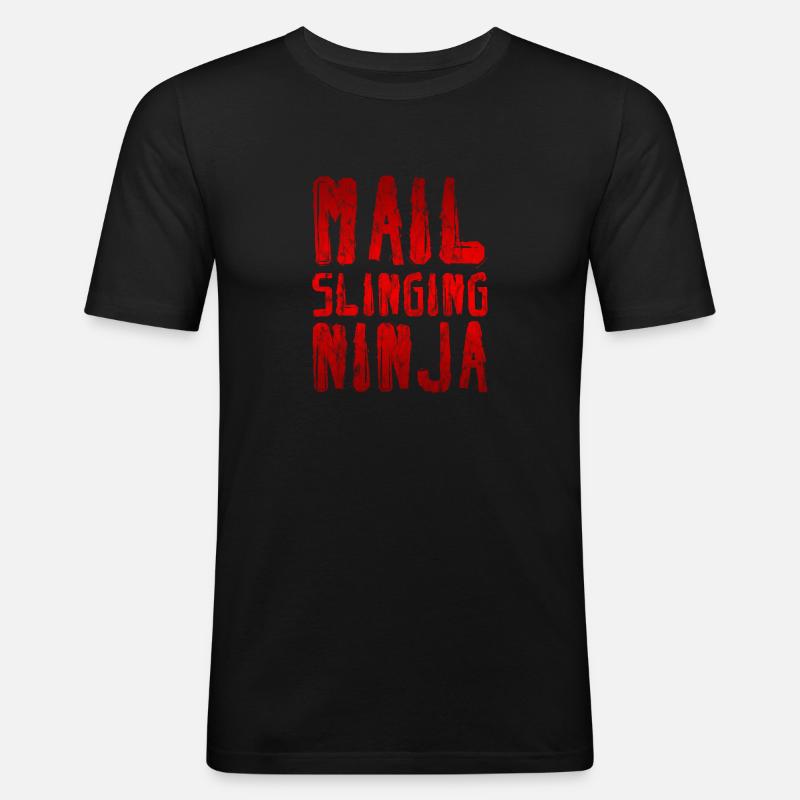 Mail Slinging Ninja 3 - Männer Slim Fit T-Shirt - Schwarz