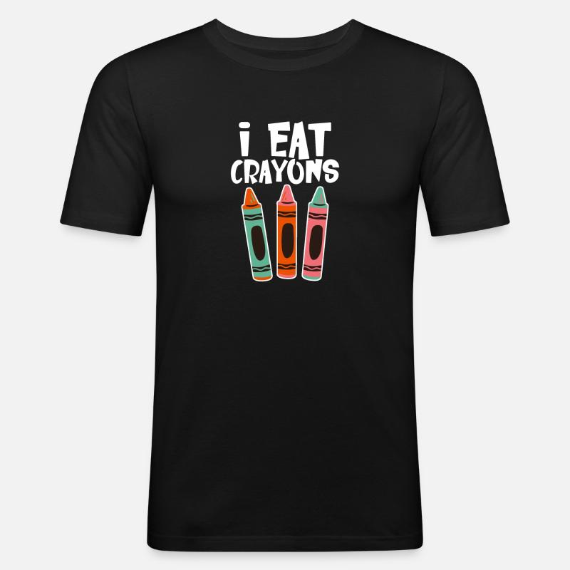 I Eat Crayons 4 - Männer Slim Fit T-Shirt - Schwarz