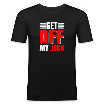 Descends de mon Jock 5 - T-shirt près du corps Homme - noir - Devant - Nik (191cm)