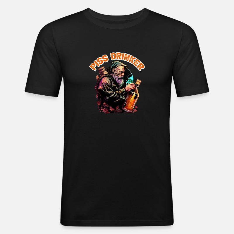 Piss Drinker 35 - Männer Slim Fit T-Shirt - Schwarz