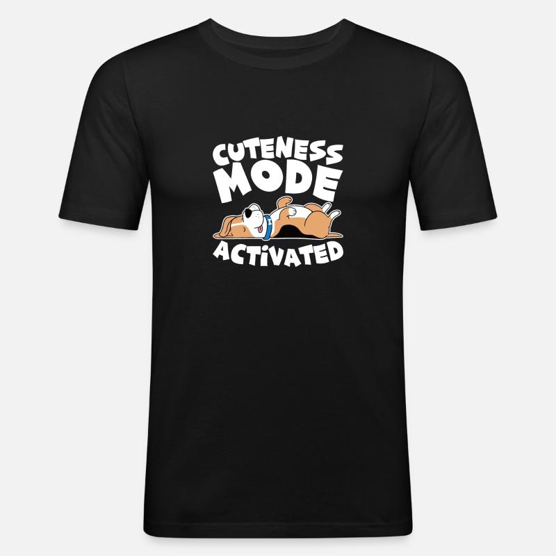 Cuteness Mode Activated 4 - Männer Slim Fit T-Shirt - Schwarz