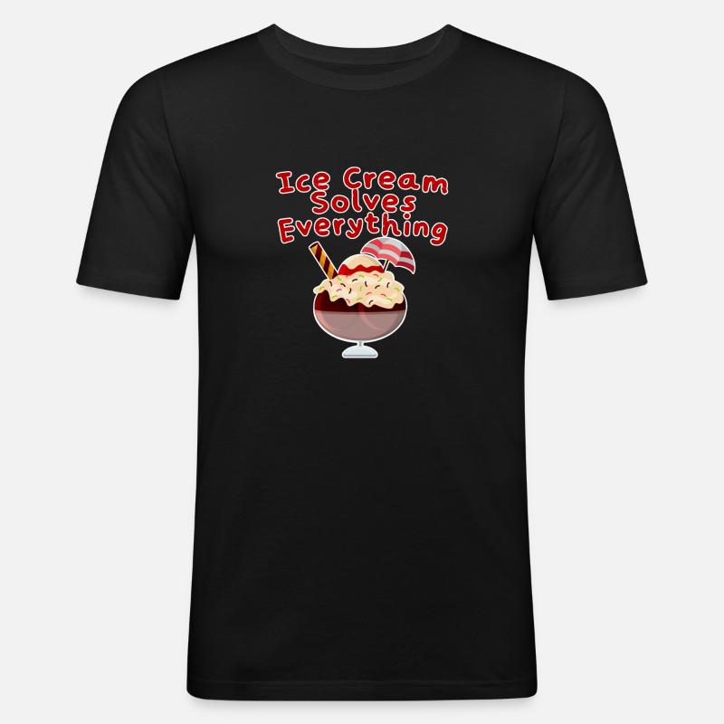 Ice Cream Solves Everything 4 - Männer Slim Fit T-Shirt - Schwarz