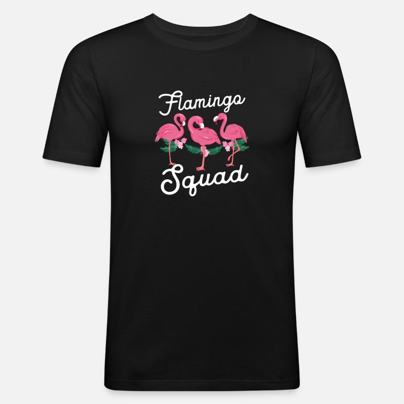 Flamingo Squad - Männer Slim Fit T-Shirt - Schwarz