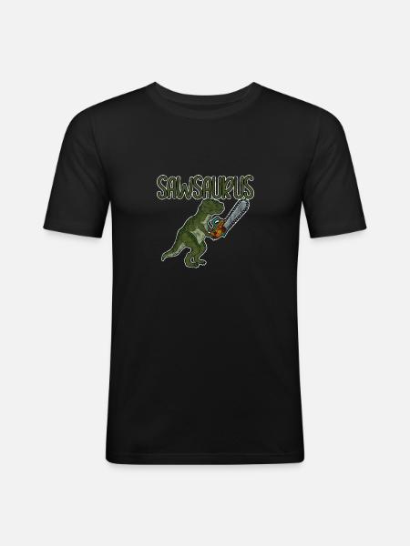 Sawsaurus 3 - Männer Slim Fit T-Shirt - Schwarz