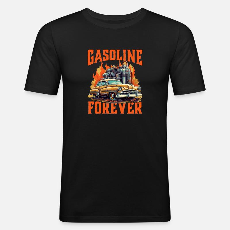 Gasoline Forever 9 - Männer Slim Fit T-Shirt - Schwarz