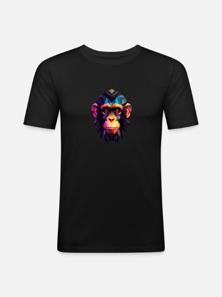 Geometric Style Chimpanzee - Men's Slim Fit T-Shirt - black