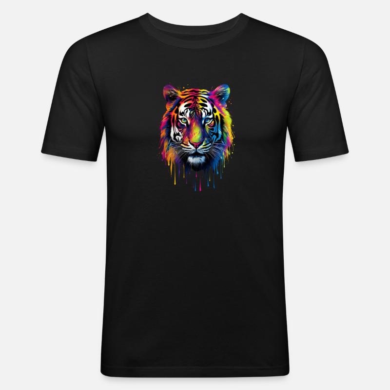 Regnbåge Tiger - Slim Fit T-shirt herr - svart
