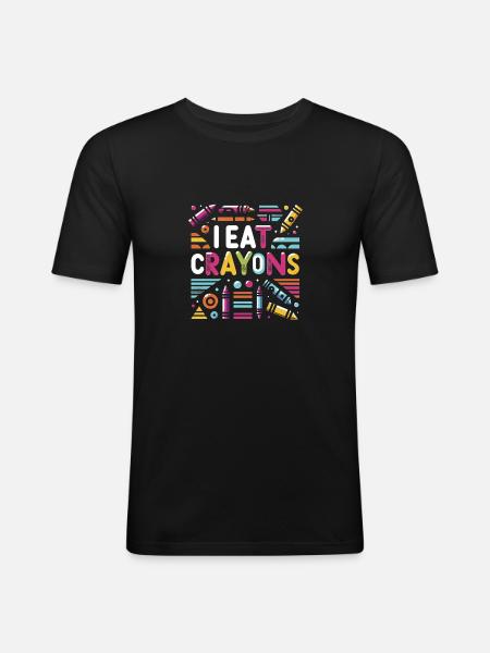 I Eat Crayons 9 - Men's Slim Fit T-Shirt - black