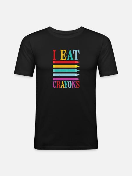 I Eat Crayons 10 - Men's Slim Fit T-Shirt - black