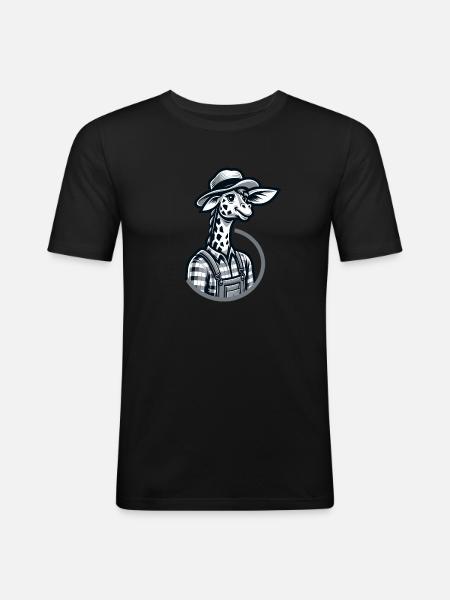 Cute Giraffe Farmer - Männer Slim Fit T-Shirt - Schwarz