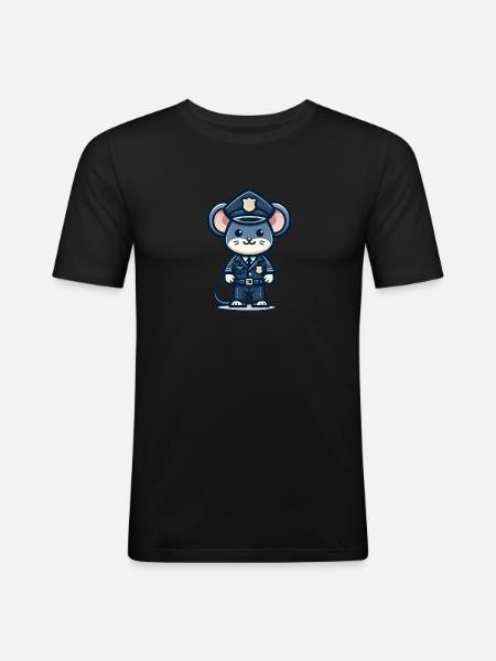 Cute Mouse Police Officer - Men's Slim Fit T-Shirt - black