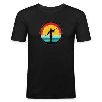Saut à la perche - T-shirt près du corps Homme - noir - Devant - Nik (191cm)