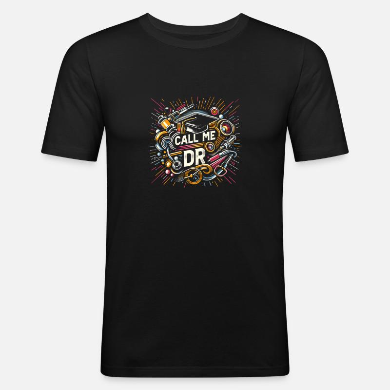 Call Me Dr 33 - Männer Slim Fit T-Shirt - Schwarz
