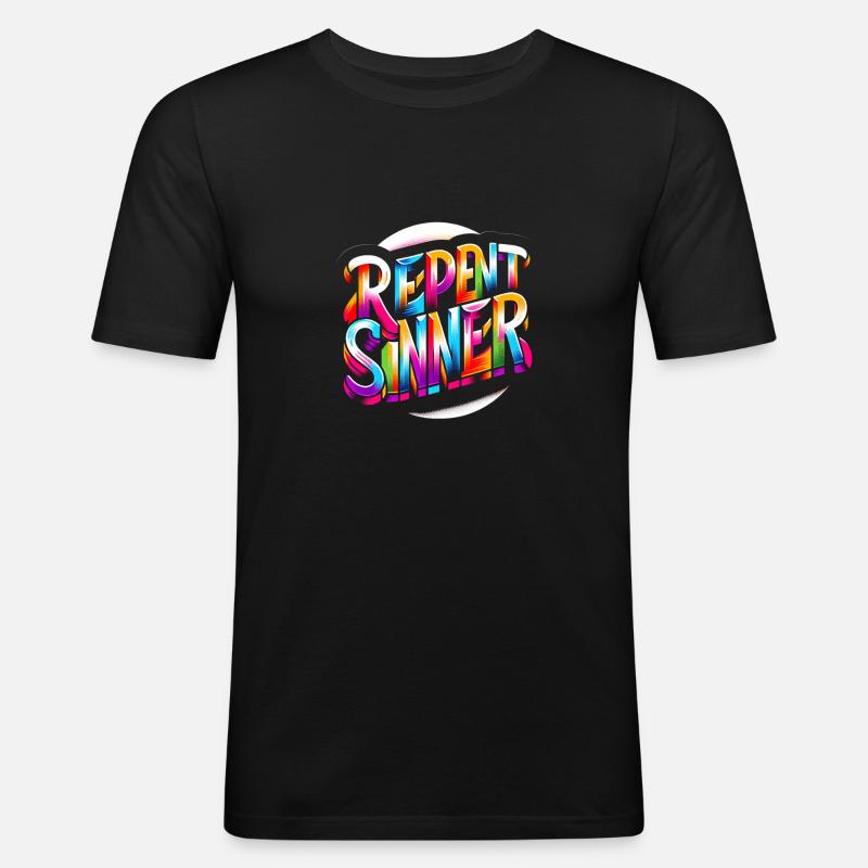 Repent Sinner 17 - Männer Slim Fit T-Shirt - Schwarz