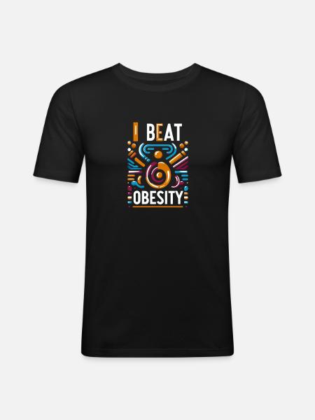 I Beat Obesity 15 - Men's Slim Fit T-Shirt - black