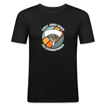 Parachutisme Parachutiste - T-shirt près du corps Homme - noir - Devant - Nik (191cm)