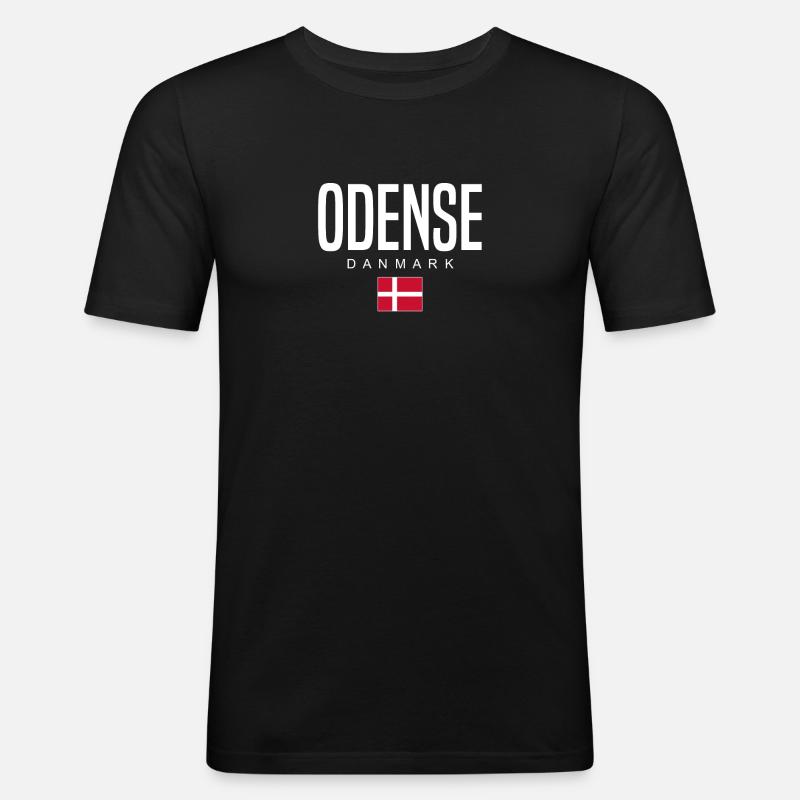 Odense Dänemark - Männer Slim Fit T-Shirt - Schwarz