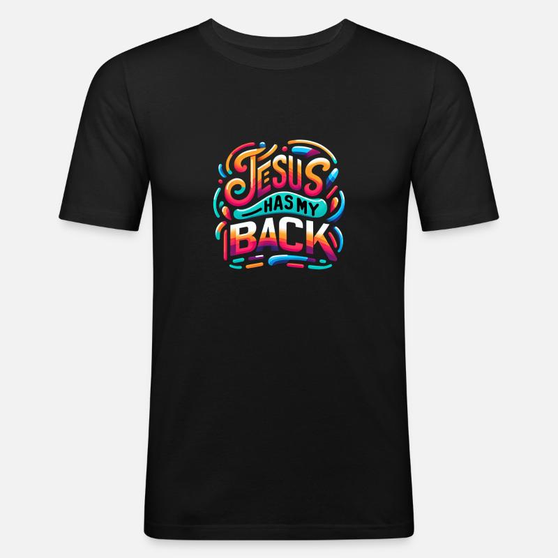 Jesus Has My Back 24 - Men's Slim Fit T-Shirt - black